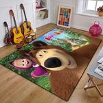 M-Tapete Impresso Masha e Urso, Tapete de Yoga 3D Cartoon, Sala de Estar, Decoração do Quarto, Antiderrapante, Prenda para Quarto Infantil