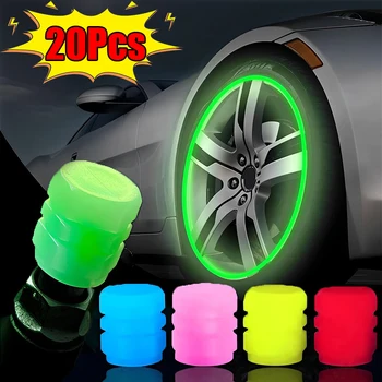 Luminous Fluorescent Valve Caps, Noite Brilhando Decoração, Carro, Motocicleta, Cubo de roda de bicicleta, Stem Cap, Styling Acessórios Do Carro, 20 pcs