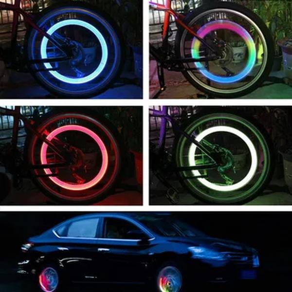 4 pçs colorido tampões de válvula de pneu de carro led motocicleta ciclismo roda lanterna raios hub lâmpada pneu tampas de roda acessórios de pneus automóveis