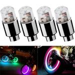 Colorido LED roda válvula Caps, Universal, Dustproof, motocicleta, carro, pneu, tampa, 4pcs