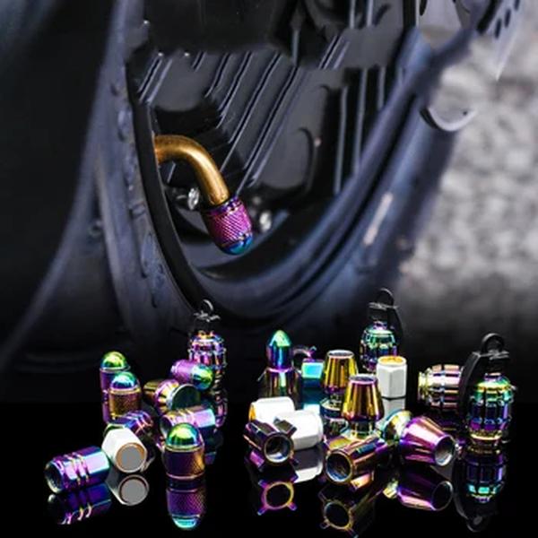 Tampa da válvula do pneu em alumínio colorido, tampas do bico para rodas de carro, motocicleta e bicicleta