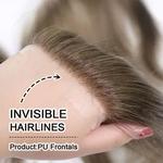 Toupee de pele ultra fina masculina para testa, patch marrom frontal, peruca de cabelo humano masculino, prótese capilar Peruk, 0,06mm, #4