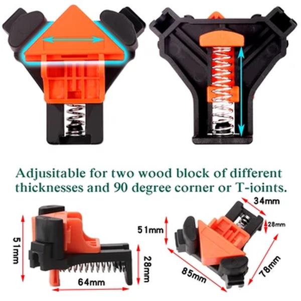 Braçadeira de ângulo direito para Carpintaria, 90 Graus Corner Mate, DIY Fixture Clips, Picture Frame, Ferramentas de posicionamento, 4pcs