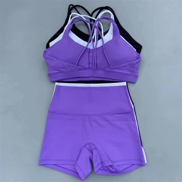 Conjunto de ioga de cor sólida para mulheres, roupa de ginástica, treinamento abrangente, jogging, sutiã esportivo transversal, treino, atlético, bicicleta, ioga