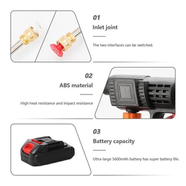 Lavadora elétrica sem fio, Pistola de água recarregável portátil, Pistola de jardim, Acessórios de limpeza, Car Wash, 200W, 24V