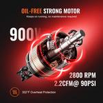 Vevor-silencioso ar compressor, silencioso, óleo livre, bomba de ar portátil, reparo Home, pneu inflação, compressor sussurro, 900W, 1450W, 1800W