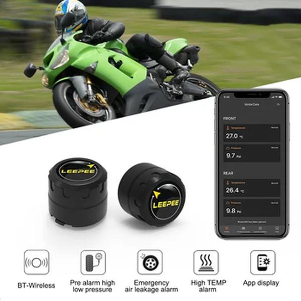 Motorcycle Tire Pressure Monitoring System, Pit Bike, Tyre Tester, Diagnostic Set, Moto Acessórios, TPMS, 2 Sensores, Bluetooth 4.0, 5.0
