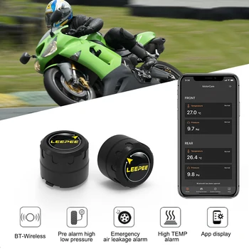 Motorcycle Tire Pressure Monitoring System, Pit Bike, Tyre Tester, Diagnostic Set, Moto Acessórios, TPMS, 2 Sensores, Bluetooth 4.0, 5.0