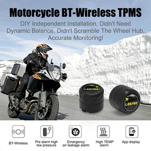 Motorcycle Tire Pressure Monitoring System, Pit Bike, Tyre Tester, Diagnostic Set, Moto Acessórios, TPMS, 2 Sensores, Bluetooth 4.0, 5.0