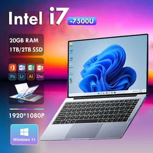 Laptop Ultra Slim i7, Notebook Portátil, Windows 11, 14.1 ", Intel Core i7-7500U, Laptops, 20 GB de RAM, 1TB, 2TB SSD, 2022