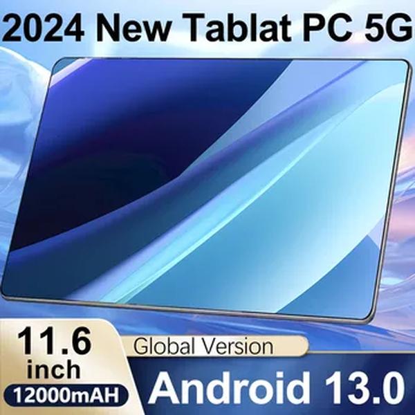 Tablet Android 13 WiFi de Rede Bluetooth, 16GB RAM, 1TB ROM, 16MP, 32MP, 12000mAh, 11.6 ", Novíssimo, 2024
