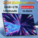 Tablet de Rede Bluetooth Android 13.0, 16GB RAM, 1TB ROM, 16MP, 32MP, 12000mAh, 10Core, WiFi, Novo, 11.6 ", 2022