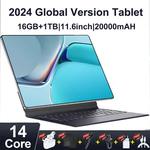 Tablet Android Versão Global WiFi, Nova Rede, Android 13.0, 16GB + 1TB, 11.6 ", 14 Core, 20000mAh, 2024
