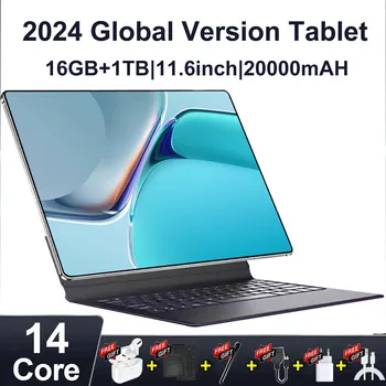 Tablet Android Versão Global WiFi, Nova Rede, Android 13.0, 16GB + 1TB, 11.6 ", 14 Core, 20000mAh, 2024