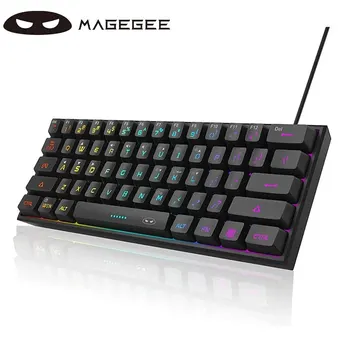 MageGee-Mini Gaming e Teclado Office, TS91 Tipo Keycap impermeável, Wired RGB Backlit, Teclado de computador compacto para Windows, Mac, 60%