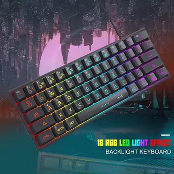 MageGee-Mini Gaming e Teclado Office, TS91 Tipo Keycap impermeável, Wired RGB Backlit, Teclado de computador compacto para Windows, Mac, 60%