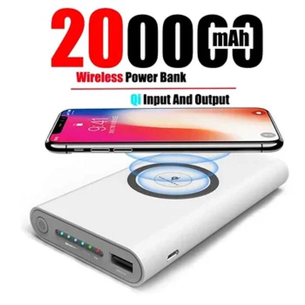 Banco de Potência Sem Fio Portátil, 200000mAh, Capacidade Ultra-Grande, Bidirecional, Tipo-C, Carregamento Super Rápido, Powerbank para iPhone, Xiaomi, Samsung