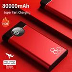 Banco de Potência de Carregamento Super Rápido, Carregador Portátil, Display Digital, Bateria Externa para iPhone, Xiaomi, Samsung, 80000mAh