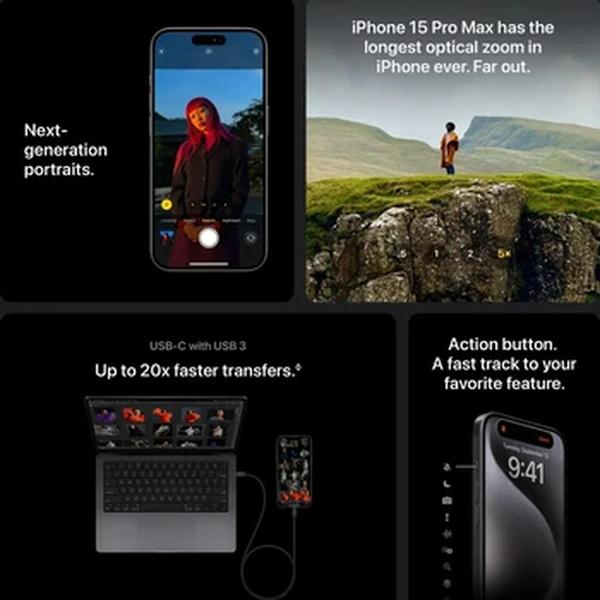 Apple-iPhone 15 Pro Max, A3108, APPLE, A17 Pro, Nano SIM, IP68, versão CN, novo e ativo, originais, produtos genuínos