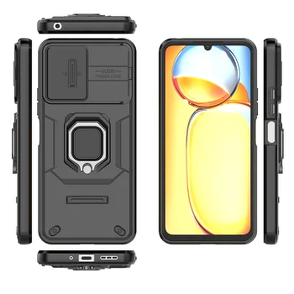Slide Camera Protect Armor Phone Case, Capa do anel do suporte do ímã, Xiaomi Redmi 13C, Poco C65, PocoC65, 65