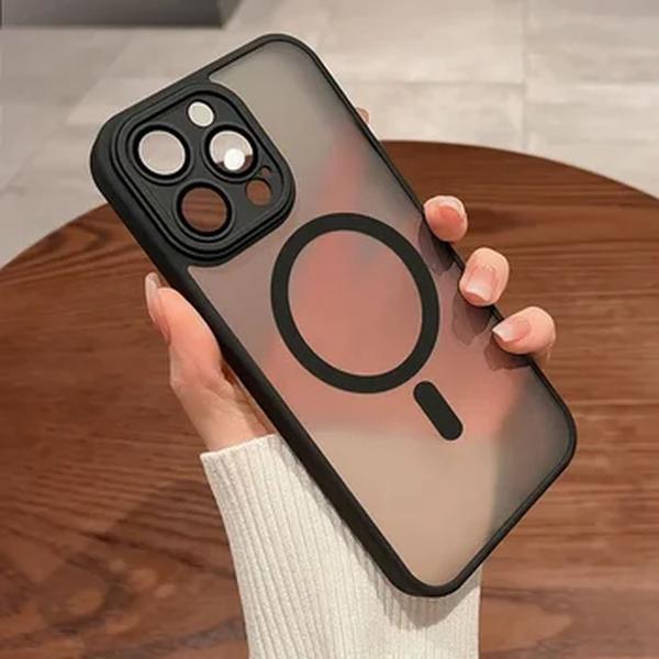 Caso à prova de choque para iPhone, Magsafe Wireless Charge Cover, Matte, Armadura translúcida, Magnético, Luxo, à prova de choque, 14, 13, 12, 11, 15 Pro Max Plus
