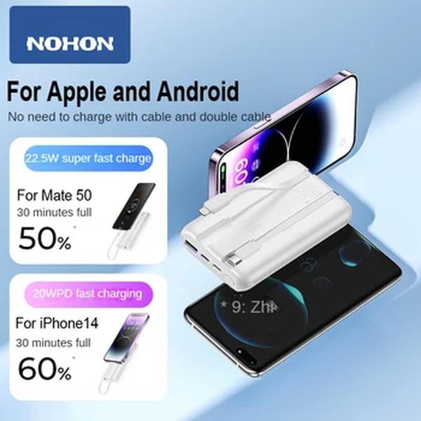 NOHON-Banco de Carregamento Rápido, Carregador de Bateria Externa Portátil, Banco de Potência para iPhone 14, Xiaomi, Samsung, 20000mAh, 22.5W