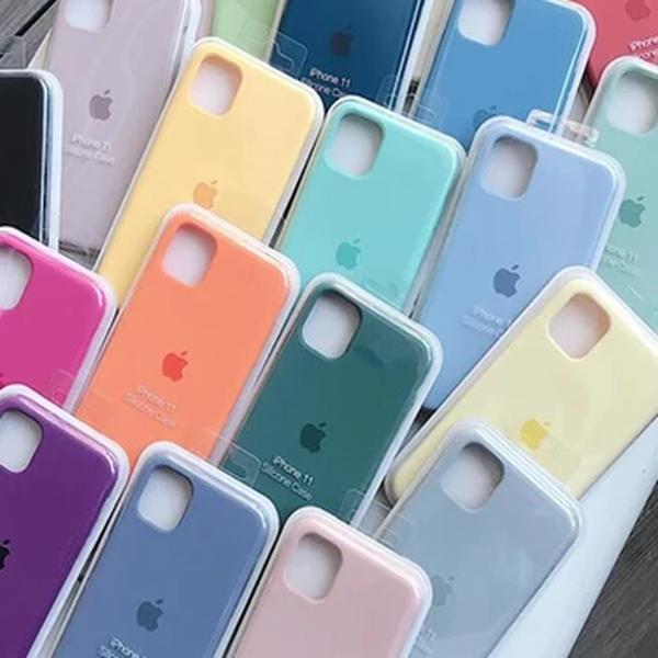 Capas de telefone de silicone originais com logotipo oficial, capa completa para Apple iPhone 11, 12, 13, 14, 15 Pro Max, 14