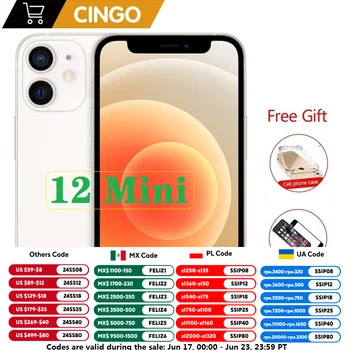 Celular desbloqueado iPhone original 12 Mini, 4 GB, 64 GB, 128 GB, 256GB, IOS, A14 Bionic, Hexa Core, 5,4 '', 5G