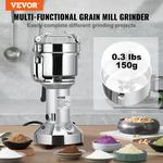 VEVOR-moedor elétrico de grãos tipo reto, pulverizador de aço inoxidável, máquina pó para grãos, cereais, café, 150g, 300g