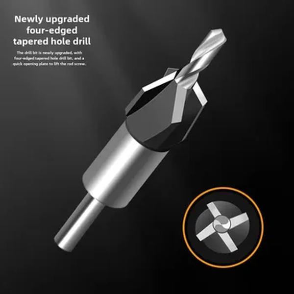Broca Cônica de Profundidade Ajustável para Carpintaria Broca de Afundamento de Quatro Bordas Broca de Liga Cabeça Cone para Parafusos Escondidos