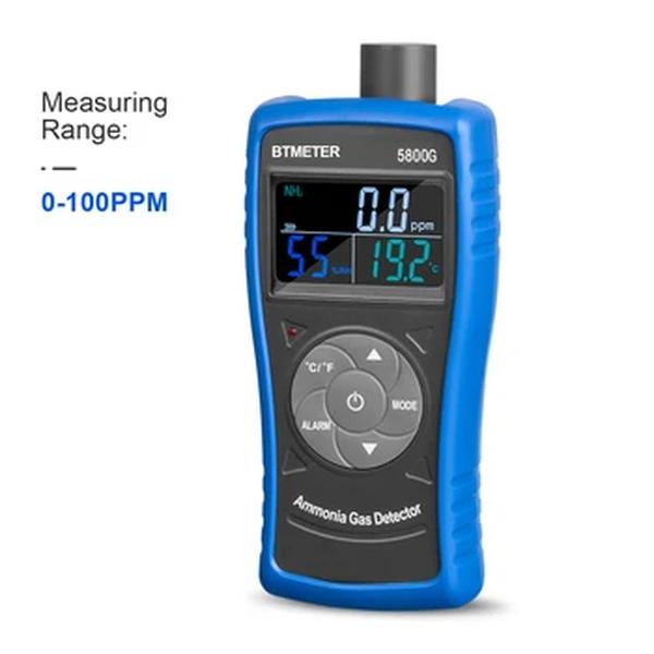 Detector de Ar Amoníaco para Indústria, Monitor 5800G, Nível de Gás NH3 com Alerta, Medidor de Partículas, Bateria de Recarga USB 0-100ppm