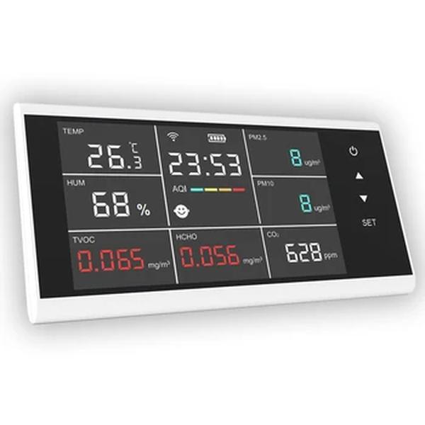 Dienmern DM155C-WIFI 9 em 1 detector de qualidade do ar industrial monitor de ar de inspeção de carro com display de toque conexão Tuya WIFI
