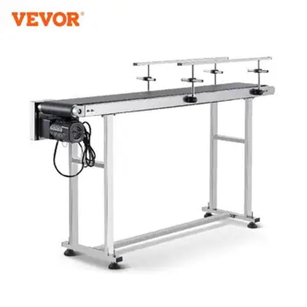VEVOR-PVC Belt Tabela Transportadora para Codificação Inkjet de Fábrica, Velocidade Ajustável, PVC, Duplo Guardrail, Motorizado, Aço Inoxidável
