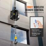 VEVOR-Guincho Elétrico com Controle Remoto Sem Fio, Guindaste Portátil, Armazém e Levantamento de Fábrica, 1100 lbs, 1500W