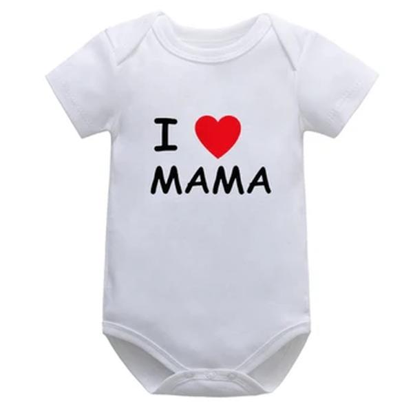 Bebê Meninos Meninas Romper Algodão Manga Curta Carta Impressão Eu Amo Mom & Dad Macacão Roupas Infantis Recém-nascidos Traje Roupas Do Bebê