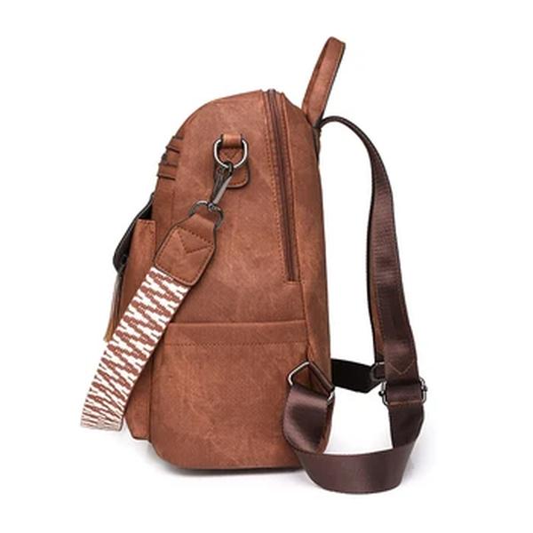 Bolsa de ombro de couro vegano para mulheres, zíper, mochila com aba magnética, bolsa casual feminina, 5 cores, moda, nova, 2024