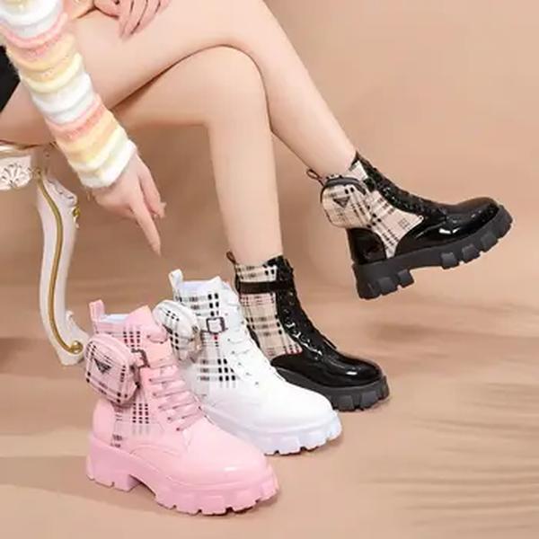 Botas de plataforma alta para mulheres, zíper lateral, cordões, versátil, quente, top fashion, novo