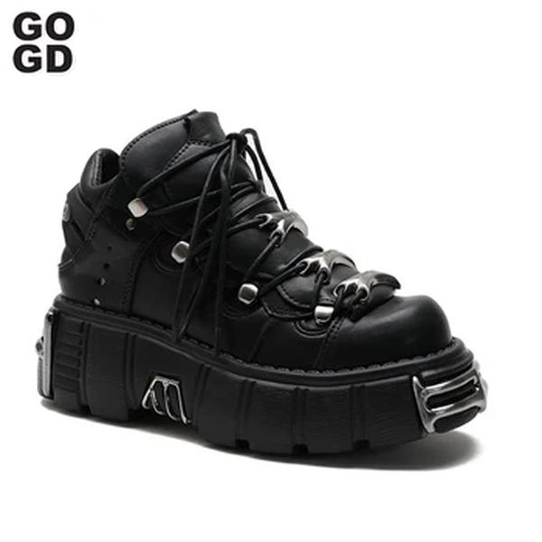 GOGD-Botas de plataforma feminina, sola grossa, gótica, estilo punk, botas de motocicleta, cosplay, estudante universitário, bombas, novo, Y2K