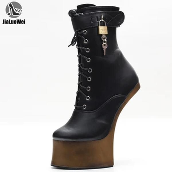 Jialuowei-Botas De Salto Alto Fantasia Para Mulheres, Ponyplay, Bootfetish Botas De Plataforma Do Tornozelo, Em Estoque, Transporte Rápido, Novo, 7 ", Tamanho 36-46