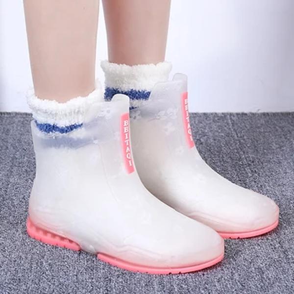 Botas de chuva transparentes para mulheres, resistente ao desgaste ao ar livre, sapatos impermeáveis para senhora, moda feminina, verão, novo