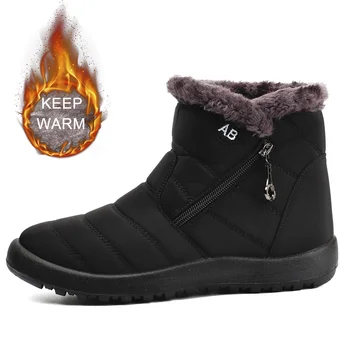 Mulheres Botas Watarproof Ankle Boots Para As Mulheres Sapatos de Inverno Manter Botas de Neve Quente Feminino Zipper Botines Botas Inverno Mujer