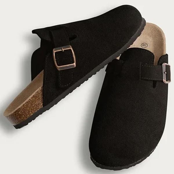 Tamancos de pala de cortiça comwarm para mulheres e homens, mulas de couro, sapatos de batata confortáveis com apoio do arco, slides planos internos e externos, moda