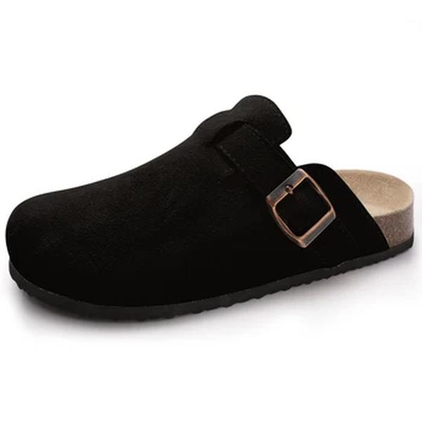 Tamancos de pala de cortiça comwarm para mulheres e homens, mulas de couro, sapatos de batata confortáveis com apoio do arco, slides planos internos e externos, moda