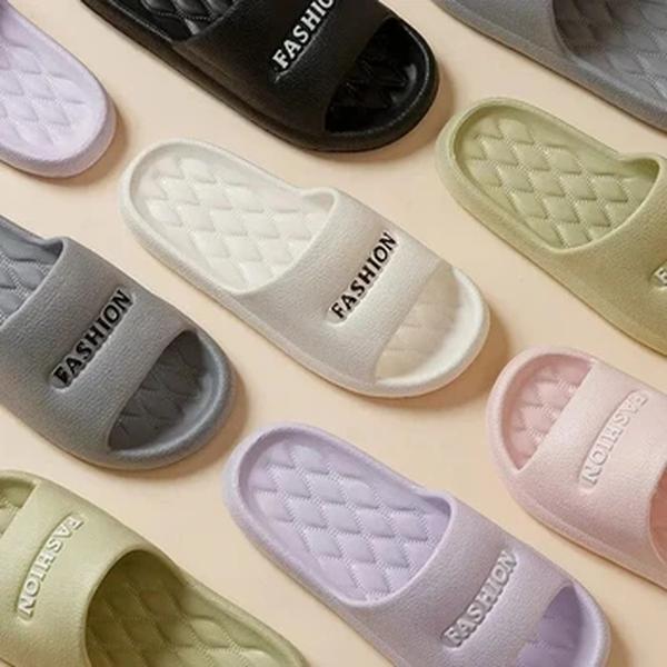 Chinelos de Eva antiderrapantes para mulheres, solas grossas, casa, interior, ao ar livre, casal, chinelos de banho, moda verão