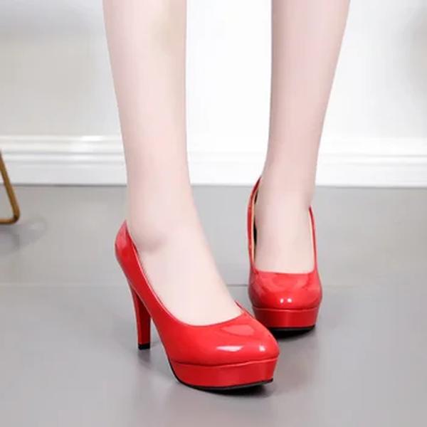 Sapatos de salto alto boca rasa baixo para mulheres, plataforma impermeável, salto grande, toe redondo, edição coreana, novo, 2024