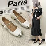 Sapatos elegantes de toe quadrado para mulheres, boca rasa, leve, salto médio, monocromático, elegante, venda quente, primavera