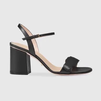 Sandálias deslizantes femininas, sandálias de festa, salto médio, 7,5 cm-10,5 cm, alta qualidade, verão