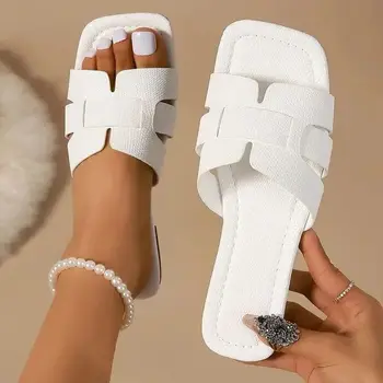 Sandálias femininas de praia ao ar livre, chinelos femininos, slides de design de marca, sapatos de luxo, verão, tendência, tamanho grande, 43, 2024