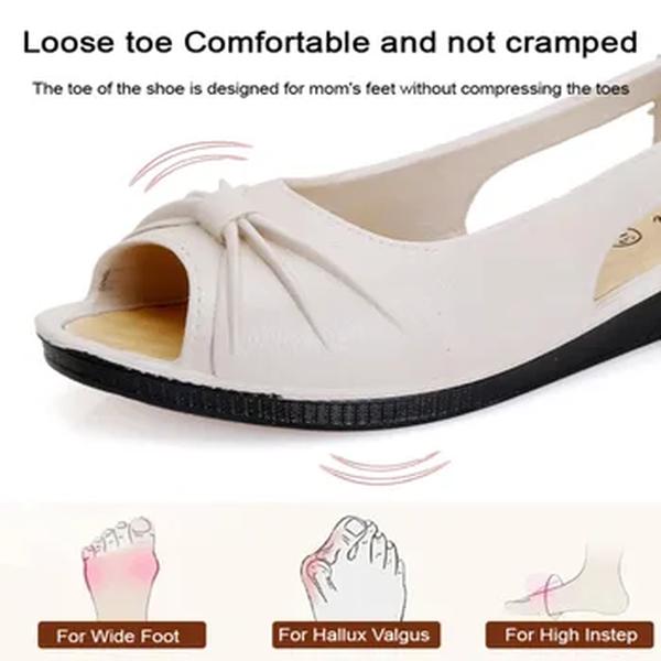 Sandálias rasas com boca rasa para mulheres de meia idade, sapatos casuais, moda para mães, novo, verão