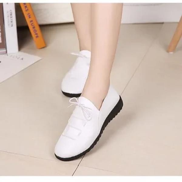 Sapato raso confortável e casual para mulheres, sapato de feijão versátil e elegante para mulheres grávidas e mães, novo para primavera e verão